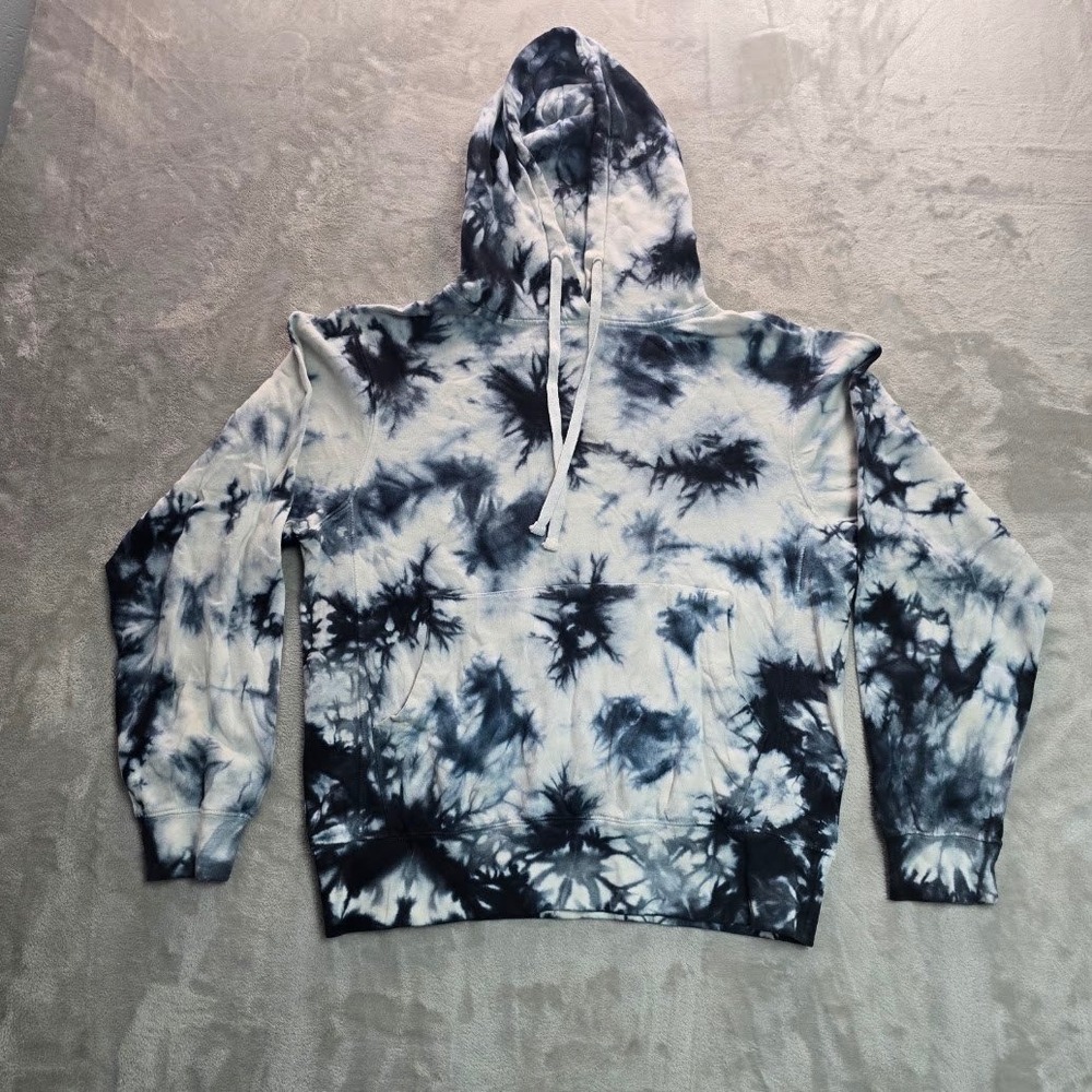 Reflex Navy White Tie Dye Hoodie Sweatshirt Women Small JU240 Pocket Pullover